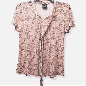 Sheer floral Top • Knapp Studio • Women's Tie Short Sleeve Shirt